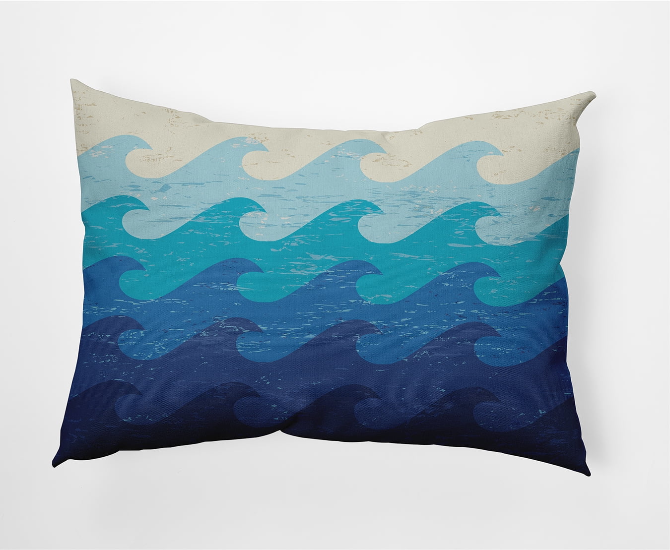 Deep Sea Blue Coastal Waves Outdoor Throw Pillow