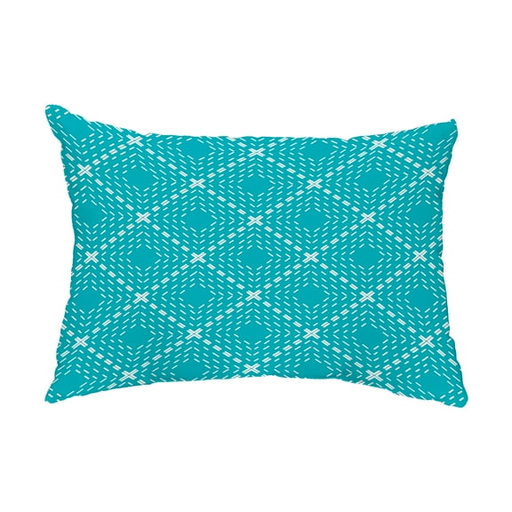 Simply Daisy, 14" x 20" Dots and Dashes Blue Abstract Decorative Outdoor Pillow