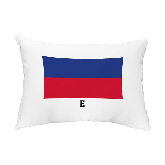 Simply Daisy, 14" x 20" E Letter Simple Outline Red Nautical Decorative Outdoor Pillow