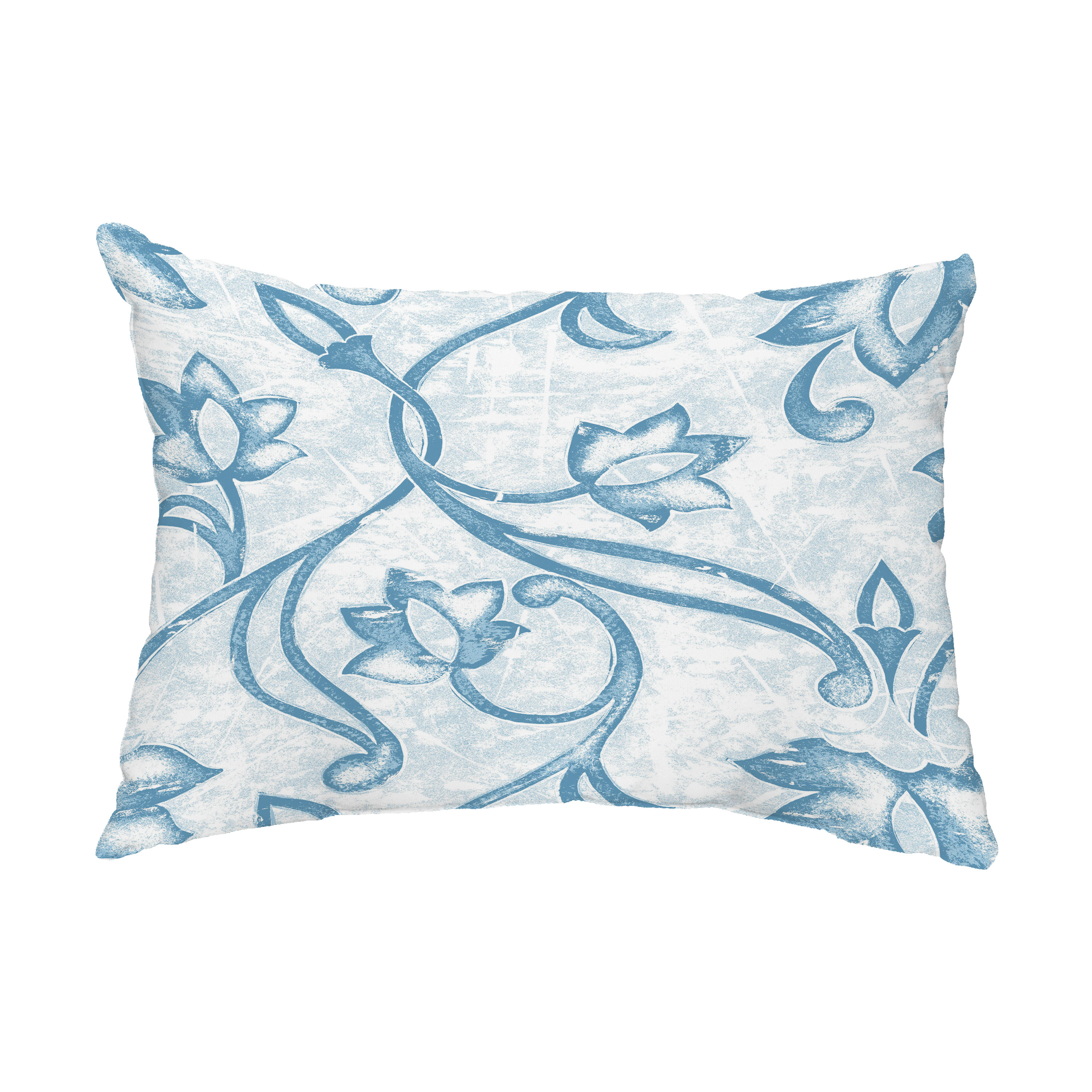 Simply Daisy, 14" x 20" Eleanor Blue Floral Decorative Outdoor Pillow