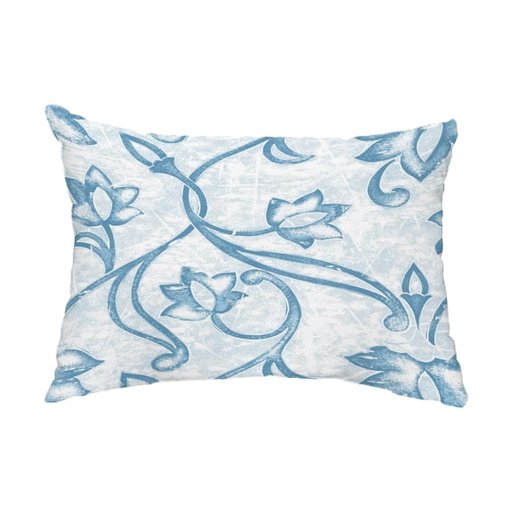 Simply Daisy, 14" x 20" Eleanor Blue Floral Decorative Outdoor Pillow