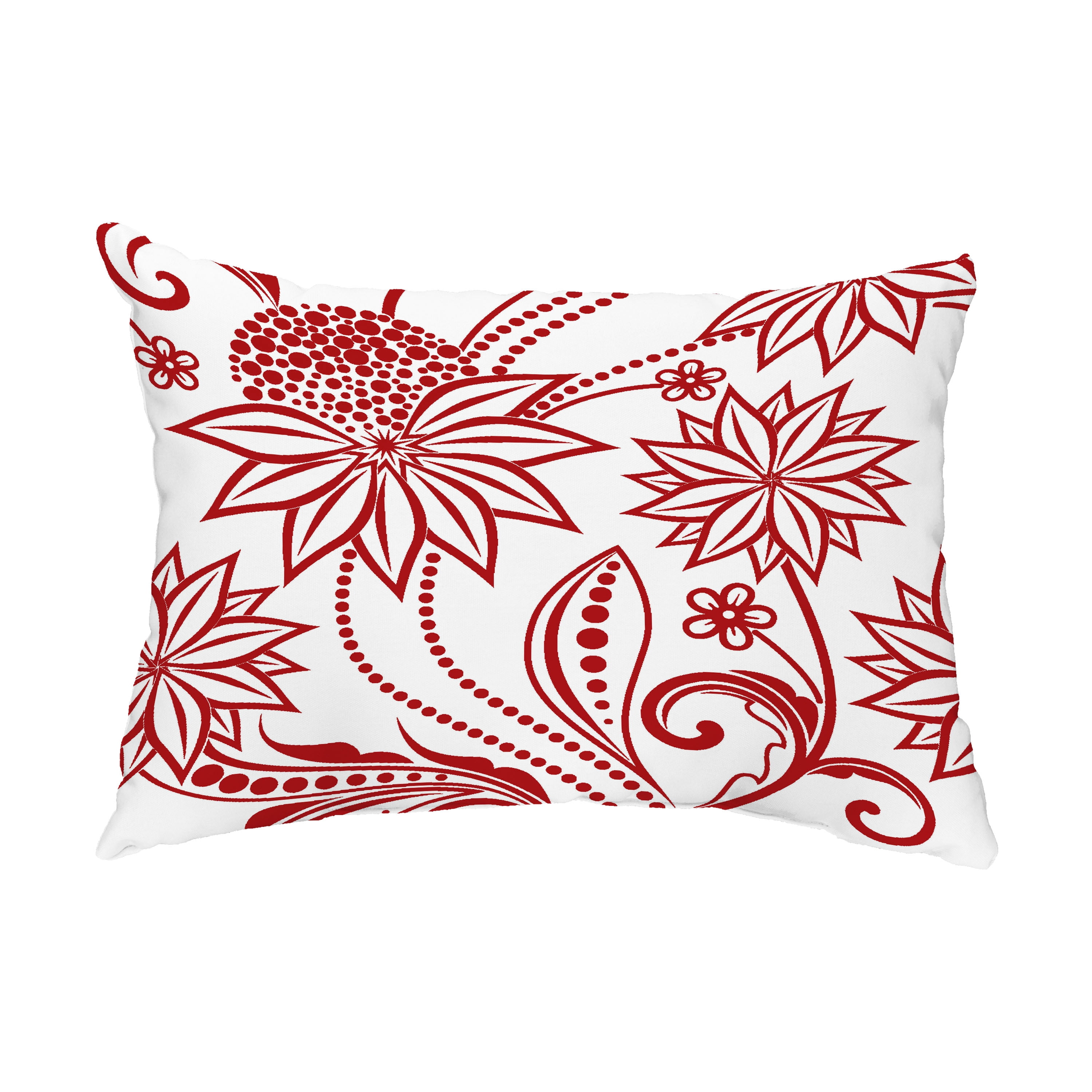 Simply Daisy, 14" x 20" Ella Red Floral Decorative Outdoor Pillow