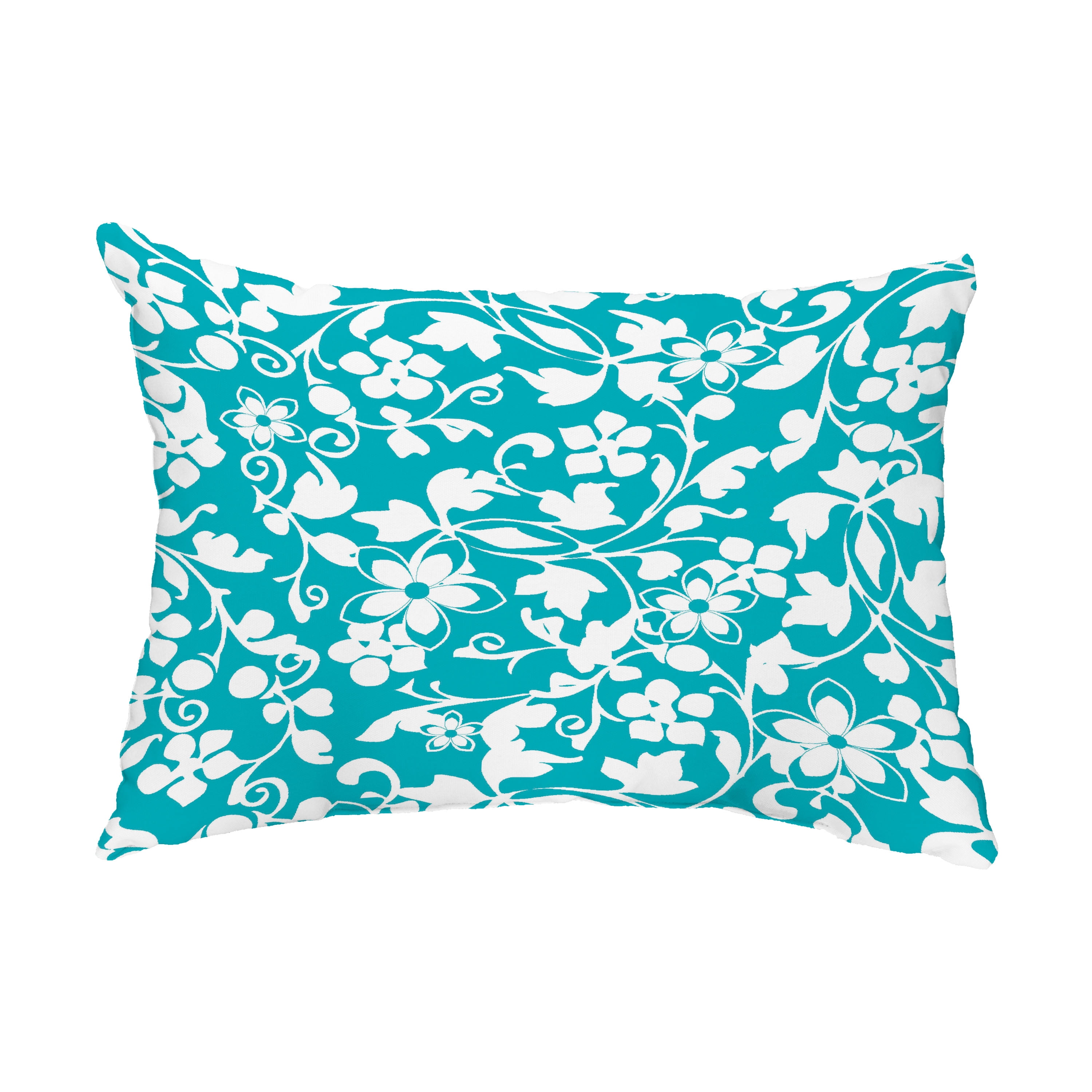 Simply Daisy, 14" x 20" Evelyn Blue Floral Decorative Outdoor Pillow