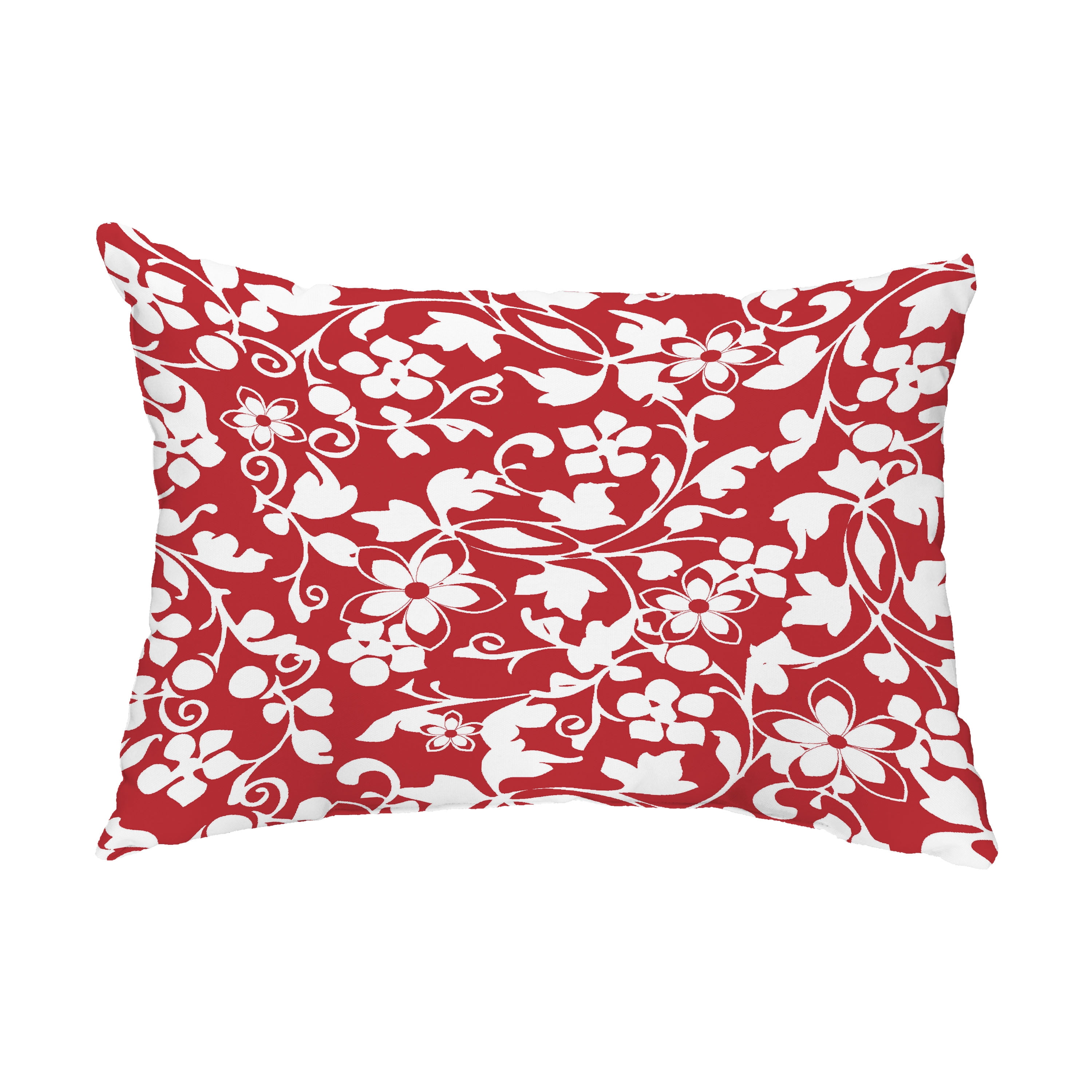 Simply Daisy, 14" x 20" Evelyn Red Floral Decorative Outdoor Pillow