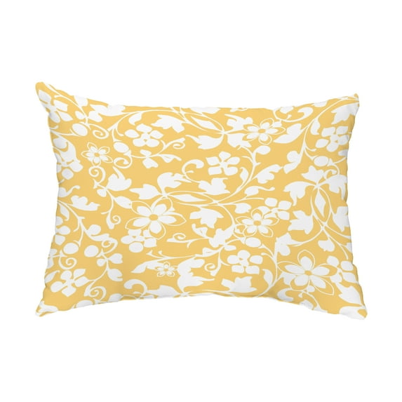 Simply Daisy, 14" x 20" Evelyn Yellow Floral Decorative Outdoor Pillow