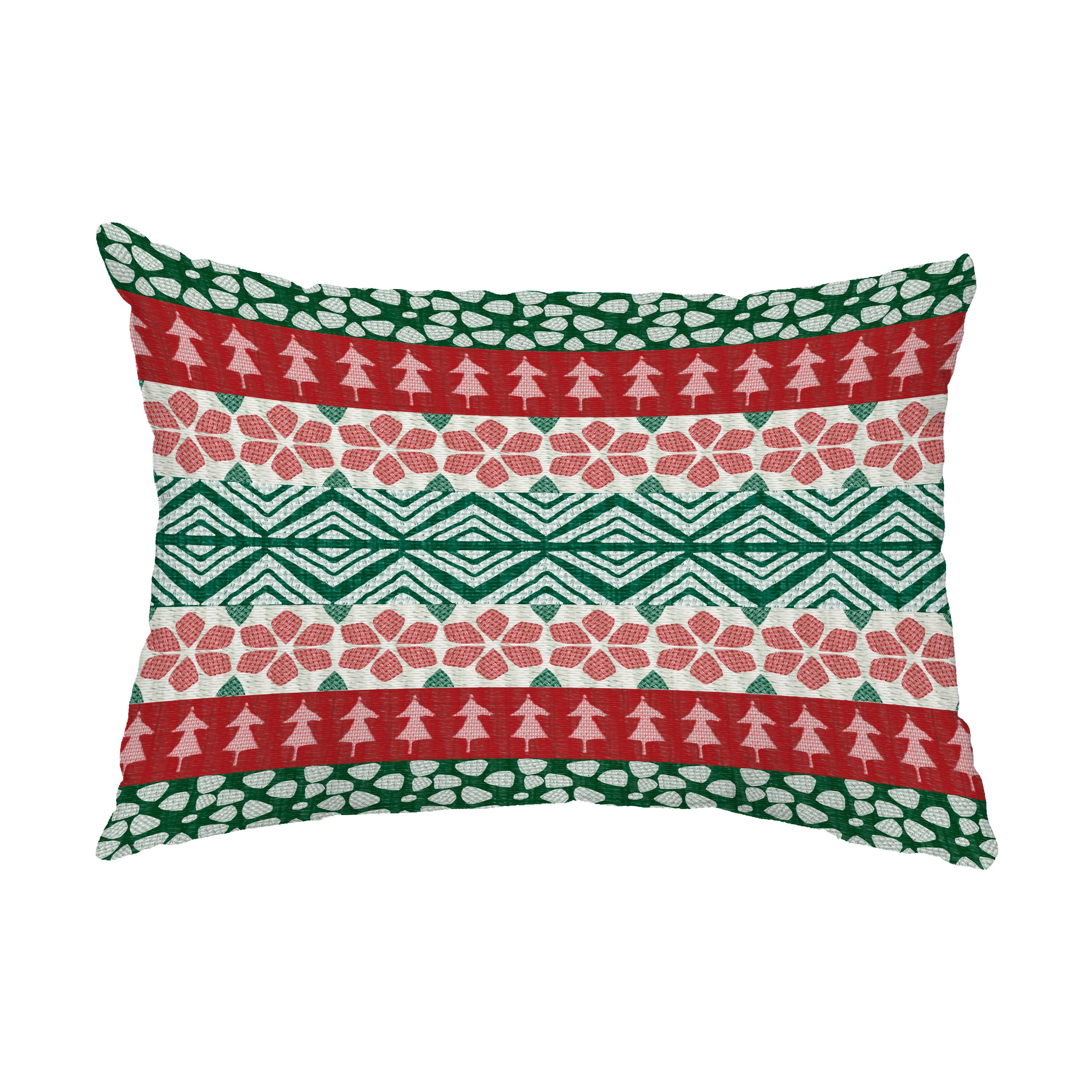 Simply Daisy, 14" x 20" FairIsle Red Abstract Decorative Outdoor Pillow