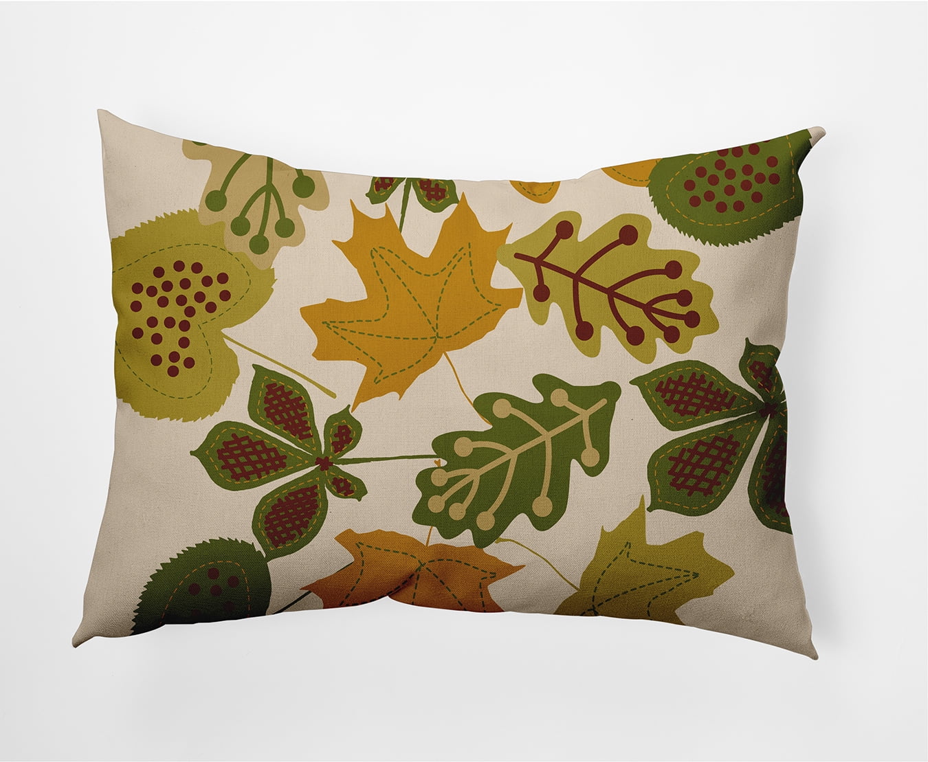 Autumn Gold Fall Leaves Polyester Throw Pillow 14" x 20"