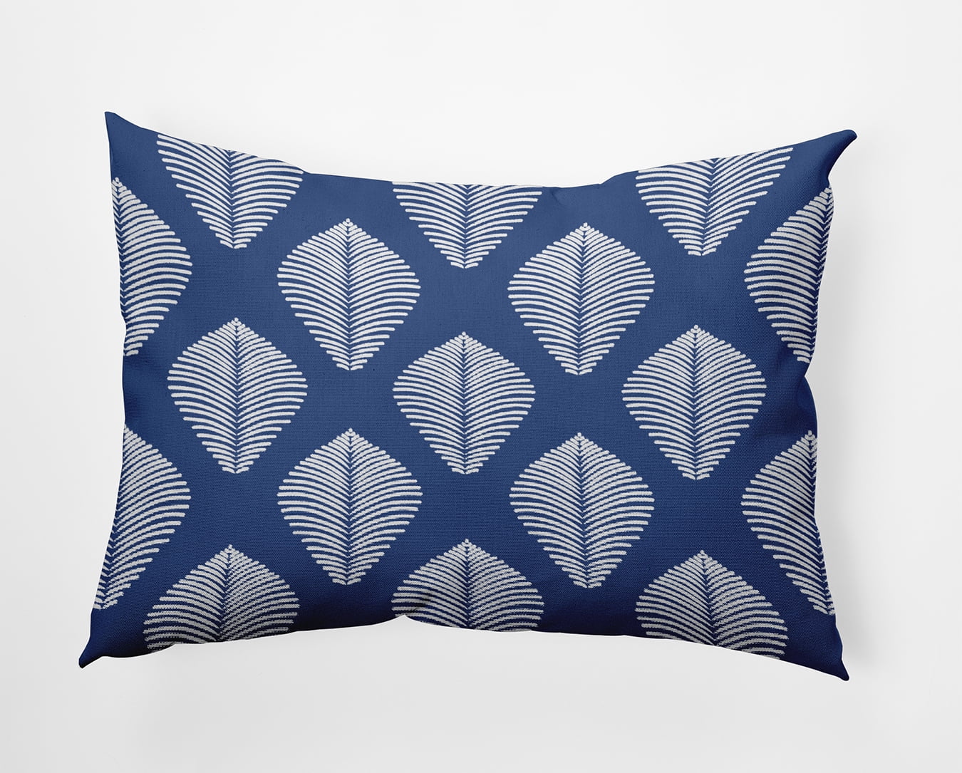 Simply Daisy 14" x 20" Fan Leaf Pattern Indoor/Outdoor Throw Pillow, Nautical Navy (1 count)