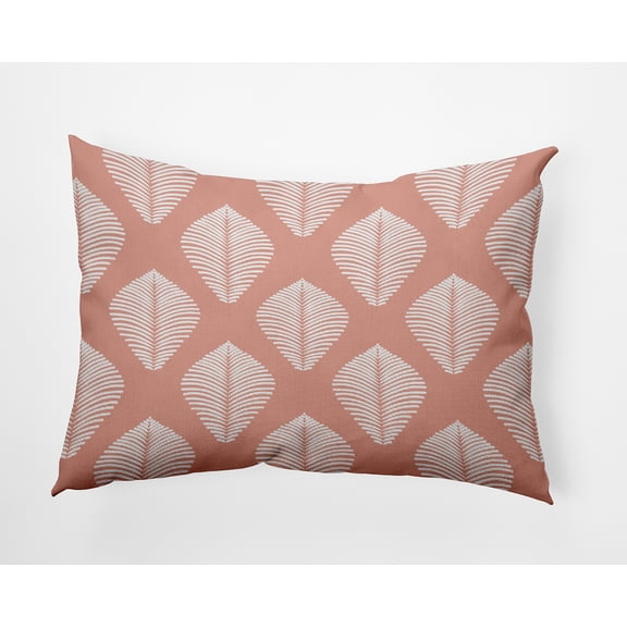 Simply Daisy 14" x 20" Fan Leaf Pattern Indoor/Outdoor Throw Pillow, Soft Coral (1 count)