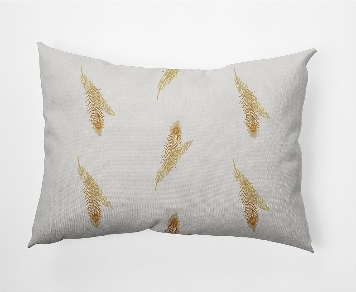 Simply Daisy, 14" x 20" Feather Stripe Gold Floral Decorative Outdoor Pillow