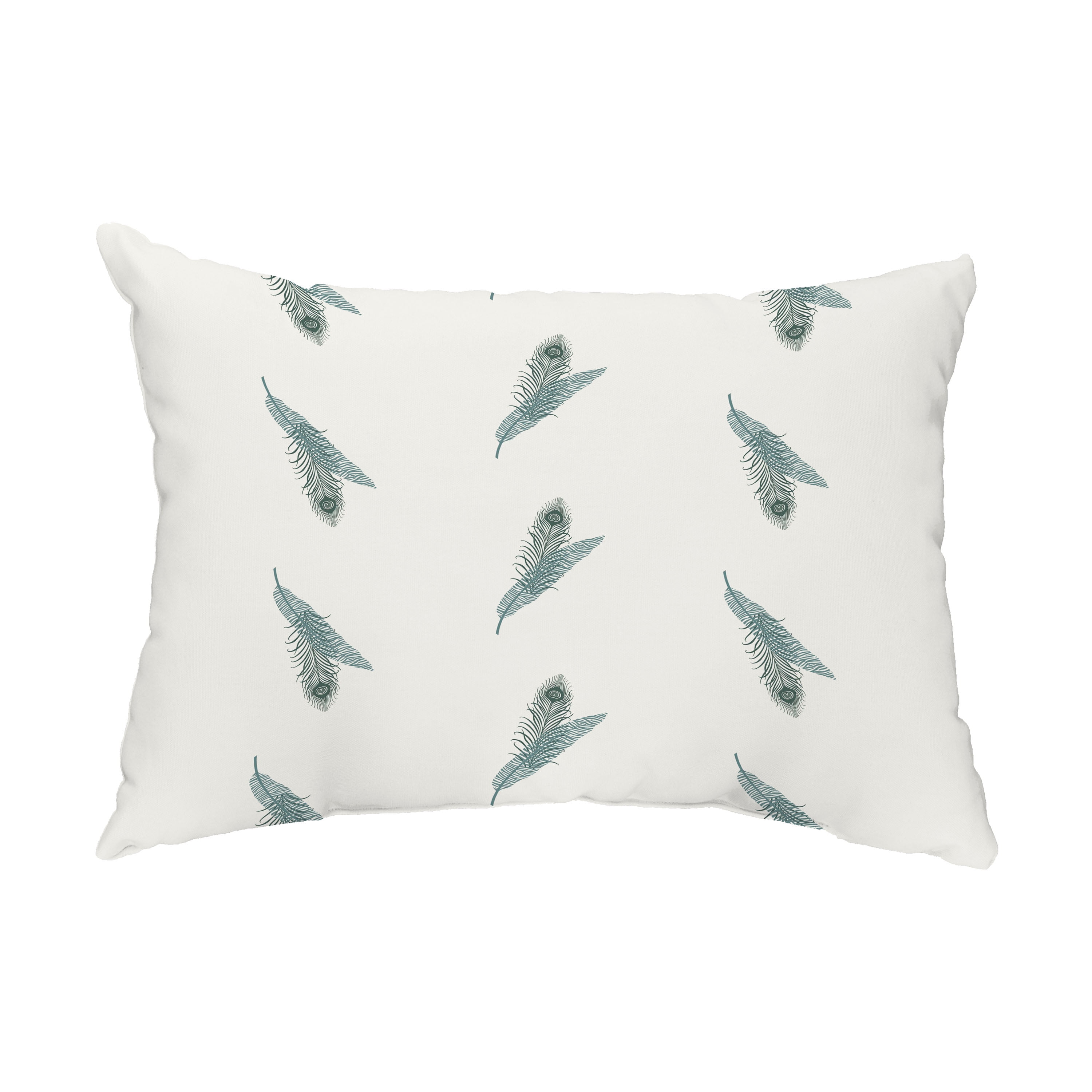 Simply Daisy, 14" x 20" Feather Stripe Green Floral Decorative Outdoor Pillow