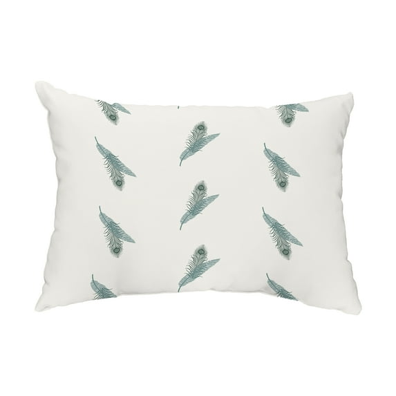 Simply Daisy, 14" x 20" Feather Stripe Green Floral Decorative Outdoor Pillow
