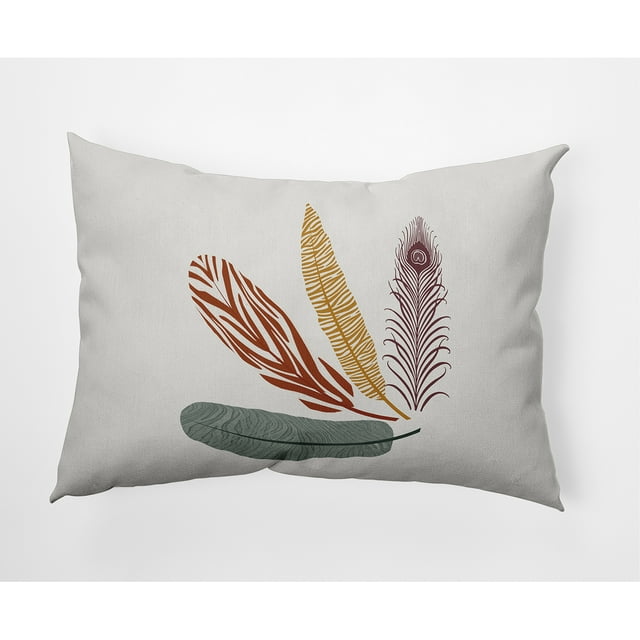 Simply Daisy, 14" x 20" Feather Study Orange Floral Decorative Outdoor Pillow