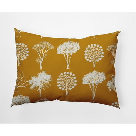 Simply Daisy 14" x 20" Field of Trees Indoor/Outdoor Polyester Throw Pillow, Autumn Gold