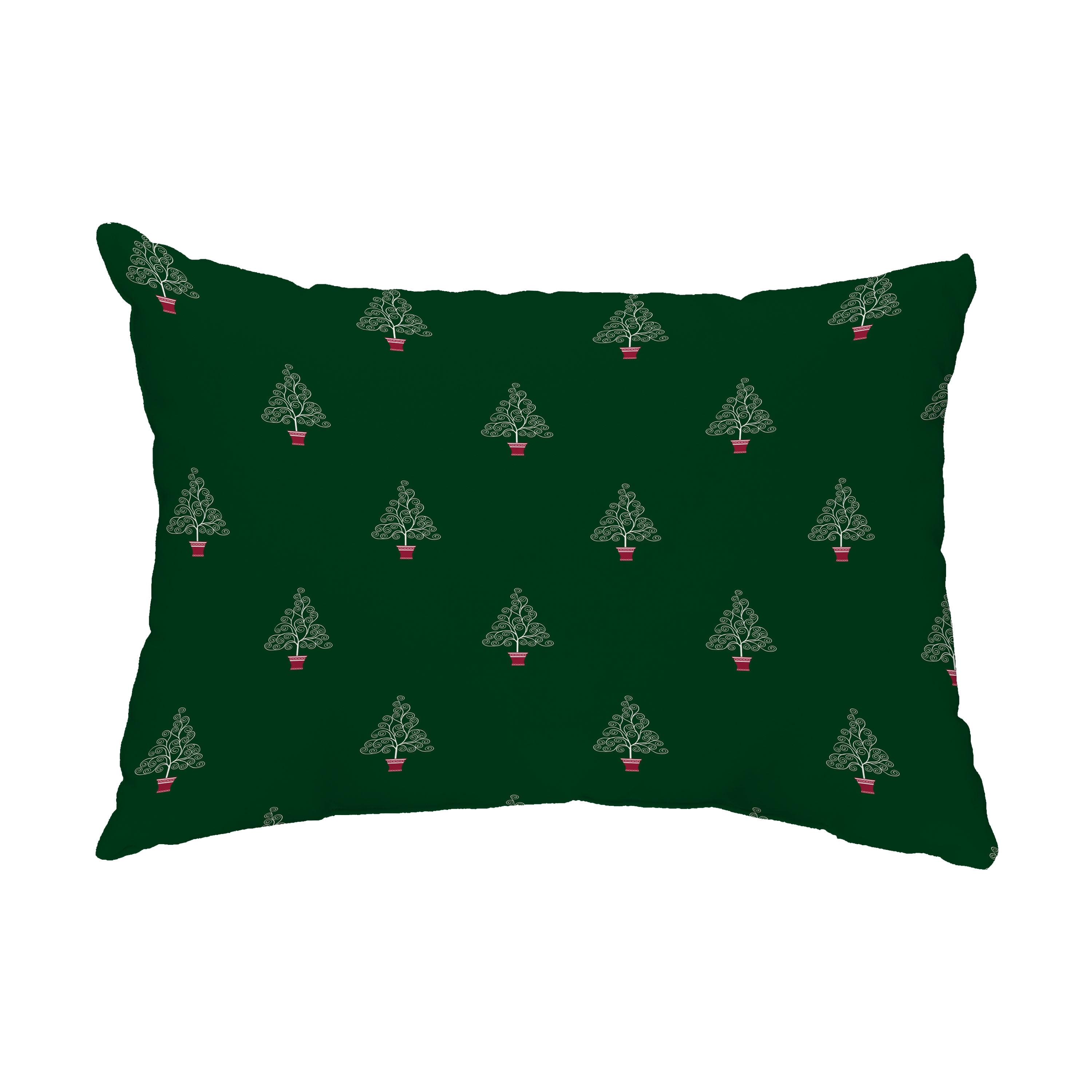 Simply Daisy, 14" x 20" Filigree Forrest Green Decorative Christmas Outdoor Pillow