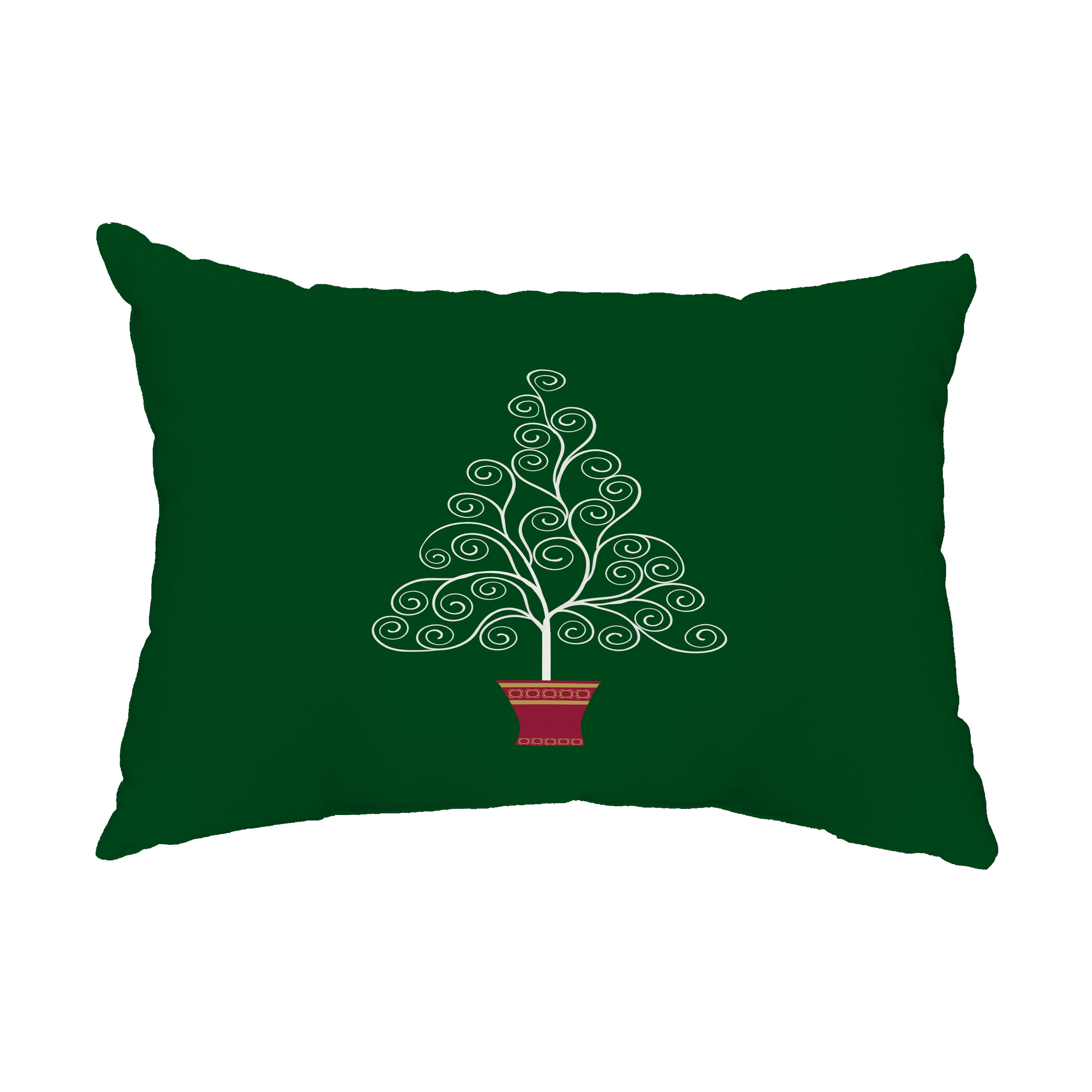 Simply Daisy, 14" x 20" Filigree Tree Green Decorative Christmas Outdoor Pillow