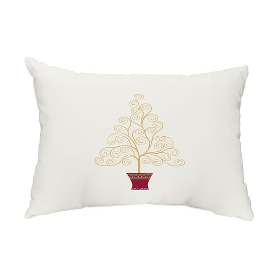 Simply Daisy, 14" x 20" Filigree Tree Off White Decorative Christmas Outdoor Pillow