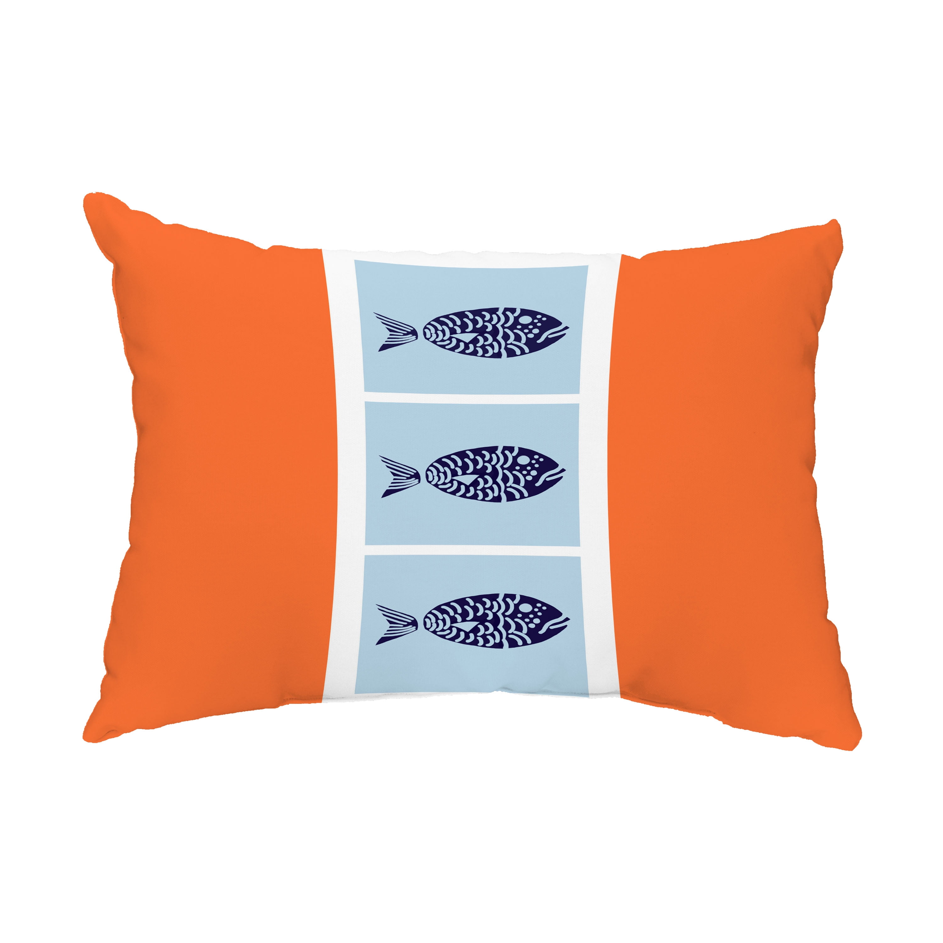 Simply Daisy, 14" x 20" Fish Chips Orange Coastal Decorative Outdoor Pillow
