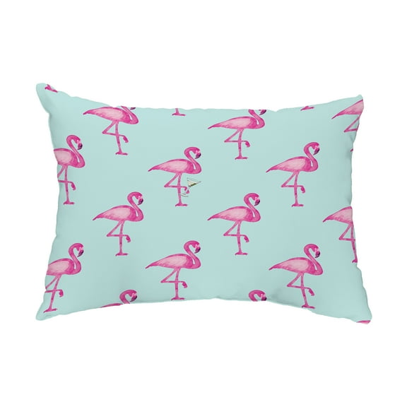 Simply Daisy, 14" x 20" Flamingo Fanfare Martini Aqua Abstract Decorative Outdoor Pillow