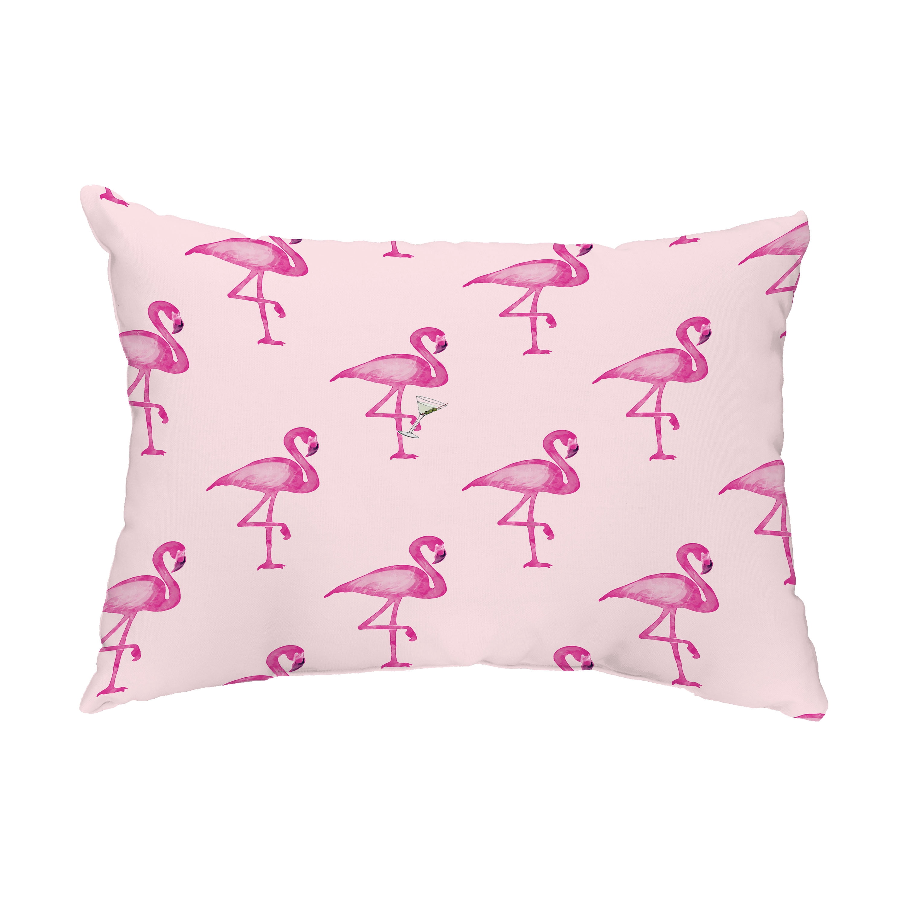 Simply Daisy, 14" x 20" Flamingo Fanfare Martini Pink Abstract Decorative Outdoor Pillow