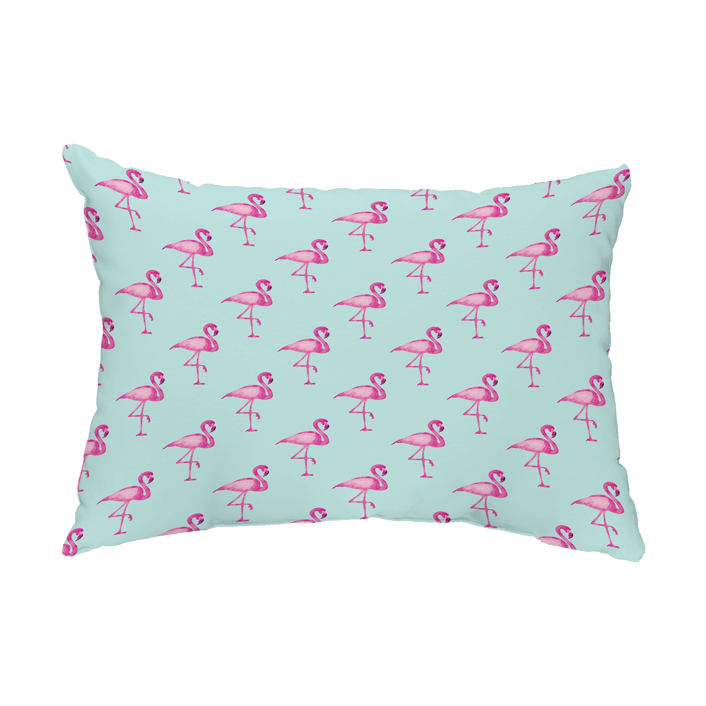 Simply Daisy, 14" x 20" Flamingo Fanfare Multi Aqua Abstract Decorative Outdoor Pillow