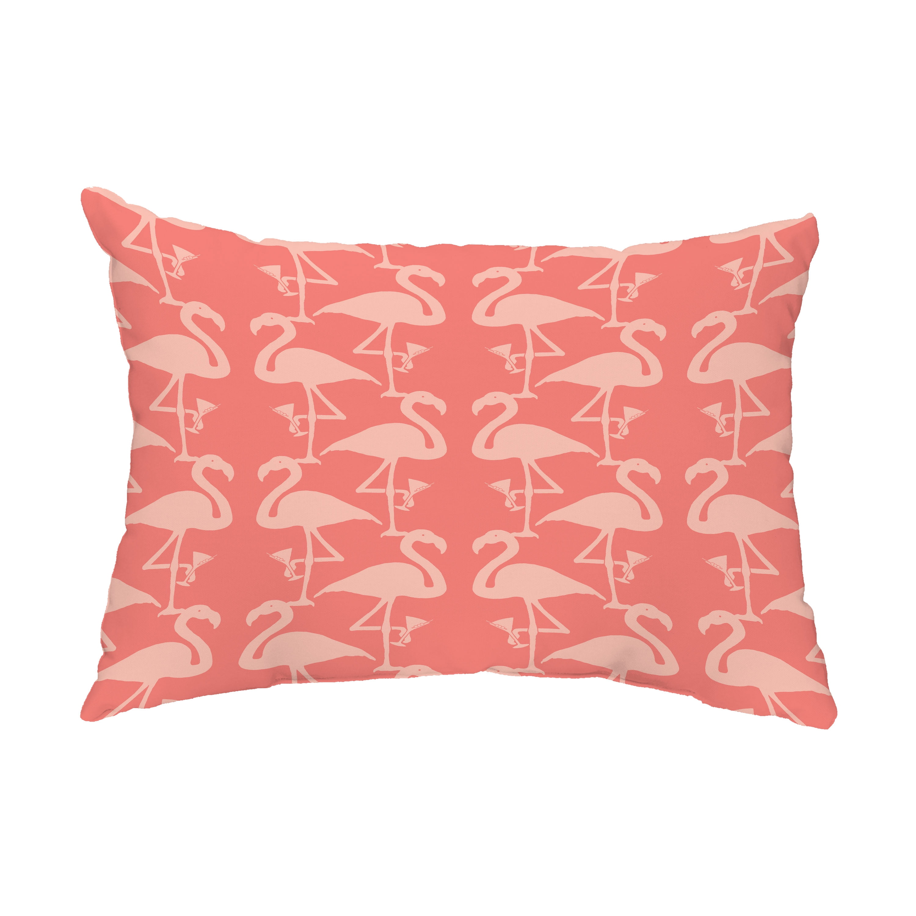 Simply Daisy, 14" x 20" Flamingo Heart Martini Coral Abstract Decorative Outdoor Pillow