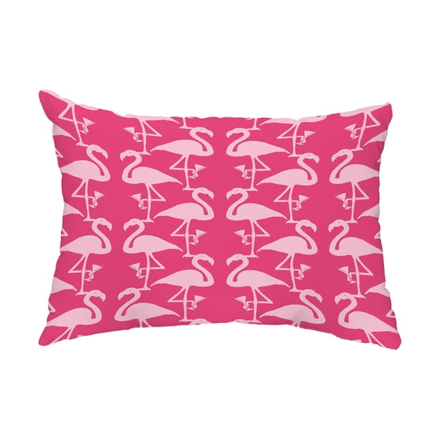 Simply Daisy, 14" x 20" Flamingo Heart Martini Pink Abstract Decorative Outdoor Pillow