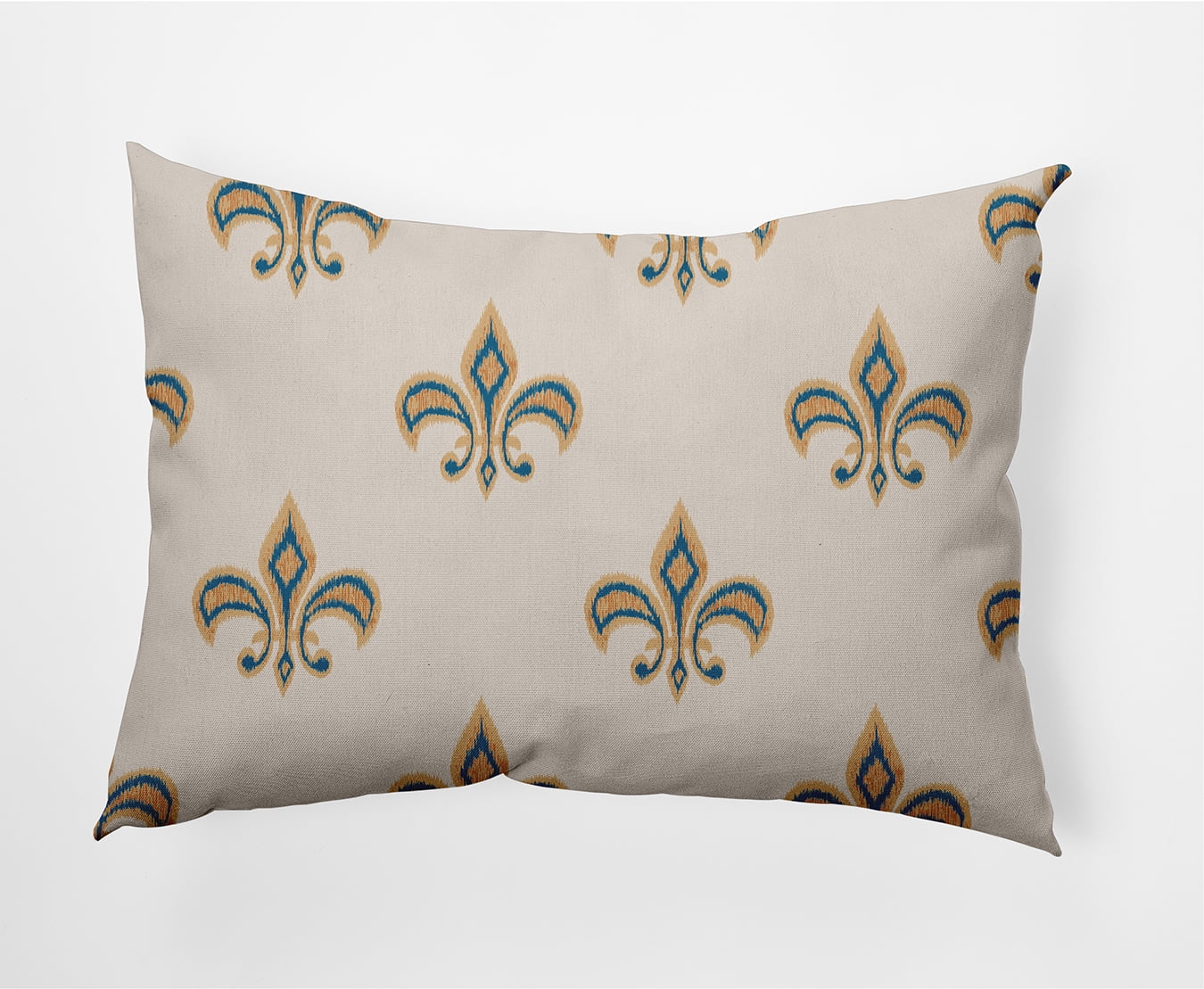 Simply Daisy 14" x 20" Fleur de Lis Indoor/Outdoor Polyester Throw Pillow, Autumn Blue