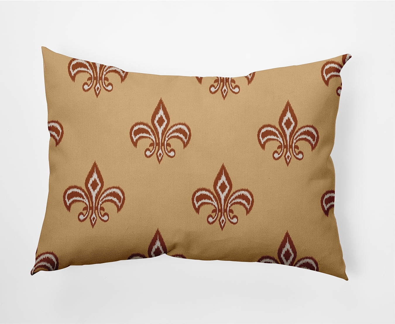 Simply Daisy 14" x 20" Fleur de Lis Indoor/Outdoor Polyester Throw Pillow, Pale Gold