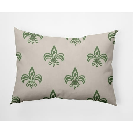 Simply Daisy 14" x 20" Fleur de Lis Indoor/Outdoor Polyester Throw Pillow, Sage