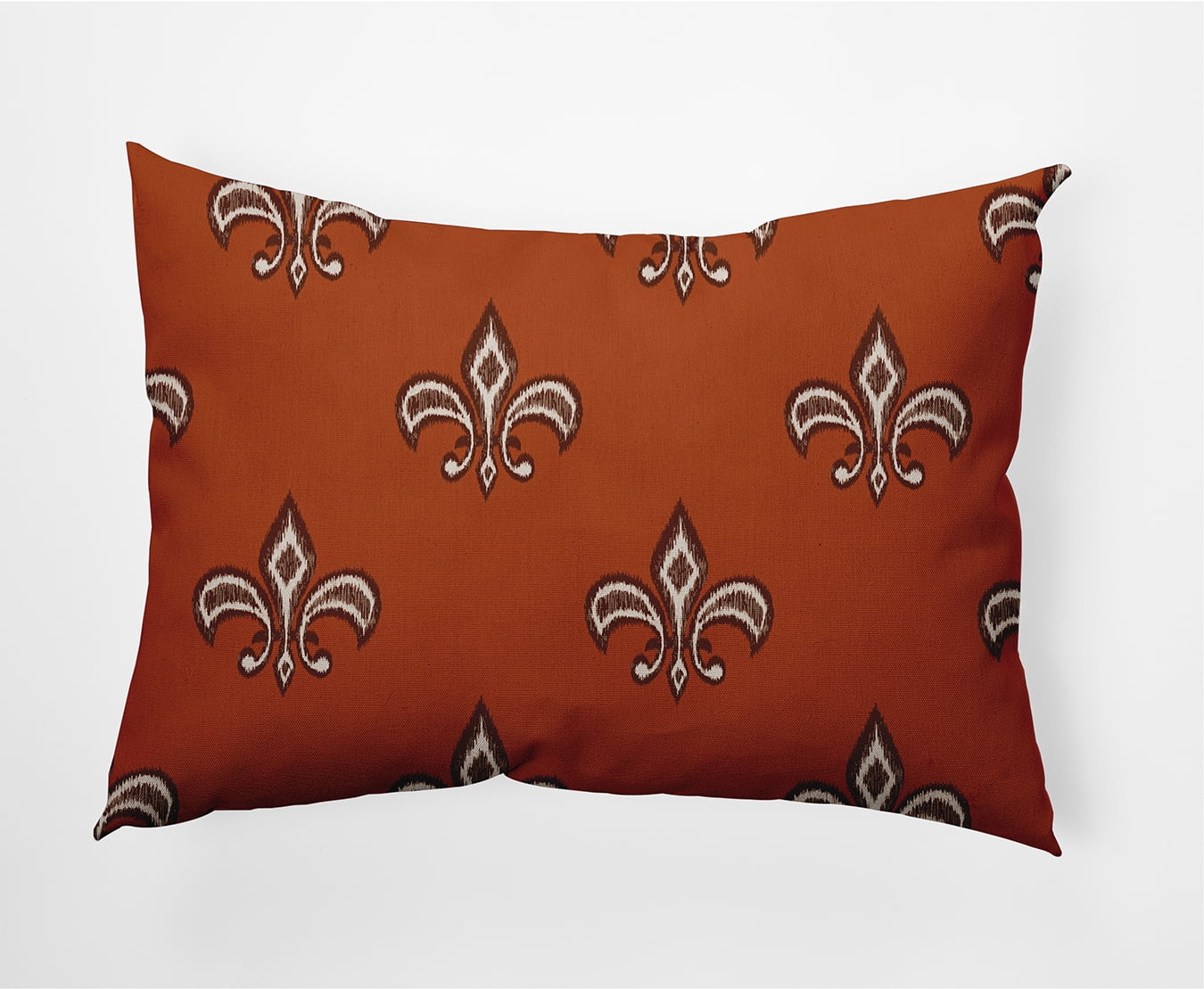 Simply Daisy 14" x 20" Fleur de Lis Indoor/Outdoor Polyester Throw Pillow, Sienna