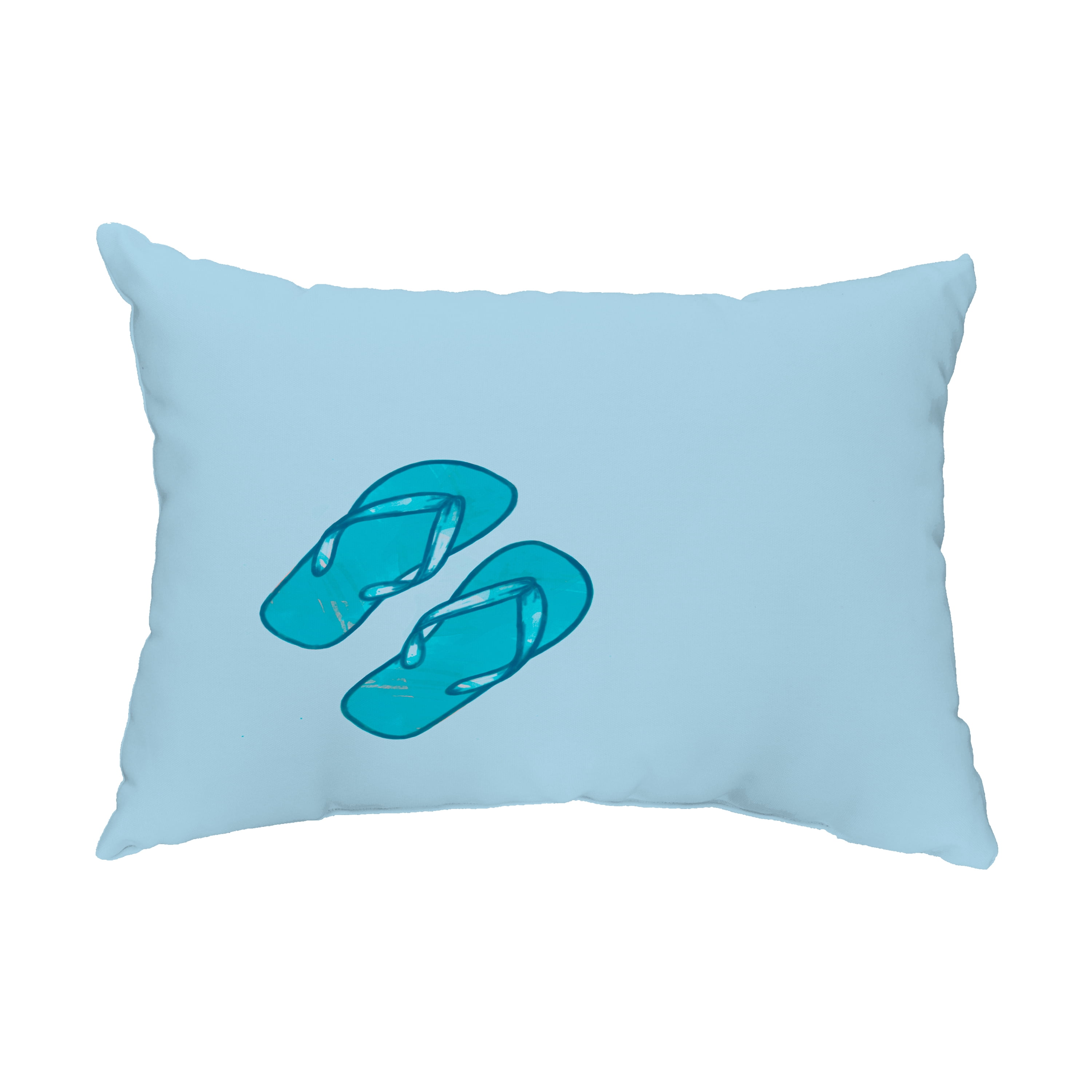Simply Daisy, 14" x 20" Flip Flops Blue Decorative Coastal Outdoor Throw Pillow