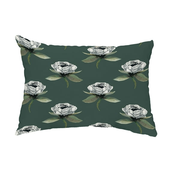 Simply Daisy, 14" x 20" Floral Bunch Green Floral Print Decorative Outdoor Throw Pillow