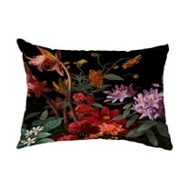 Simply Daisy, 14" x 20" Floral Craze Black Floral Print Decorative Outdoor Throw Pillow