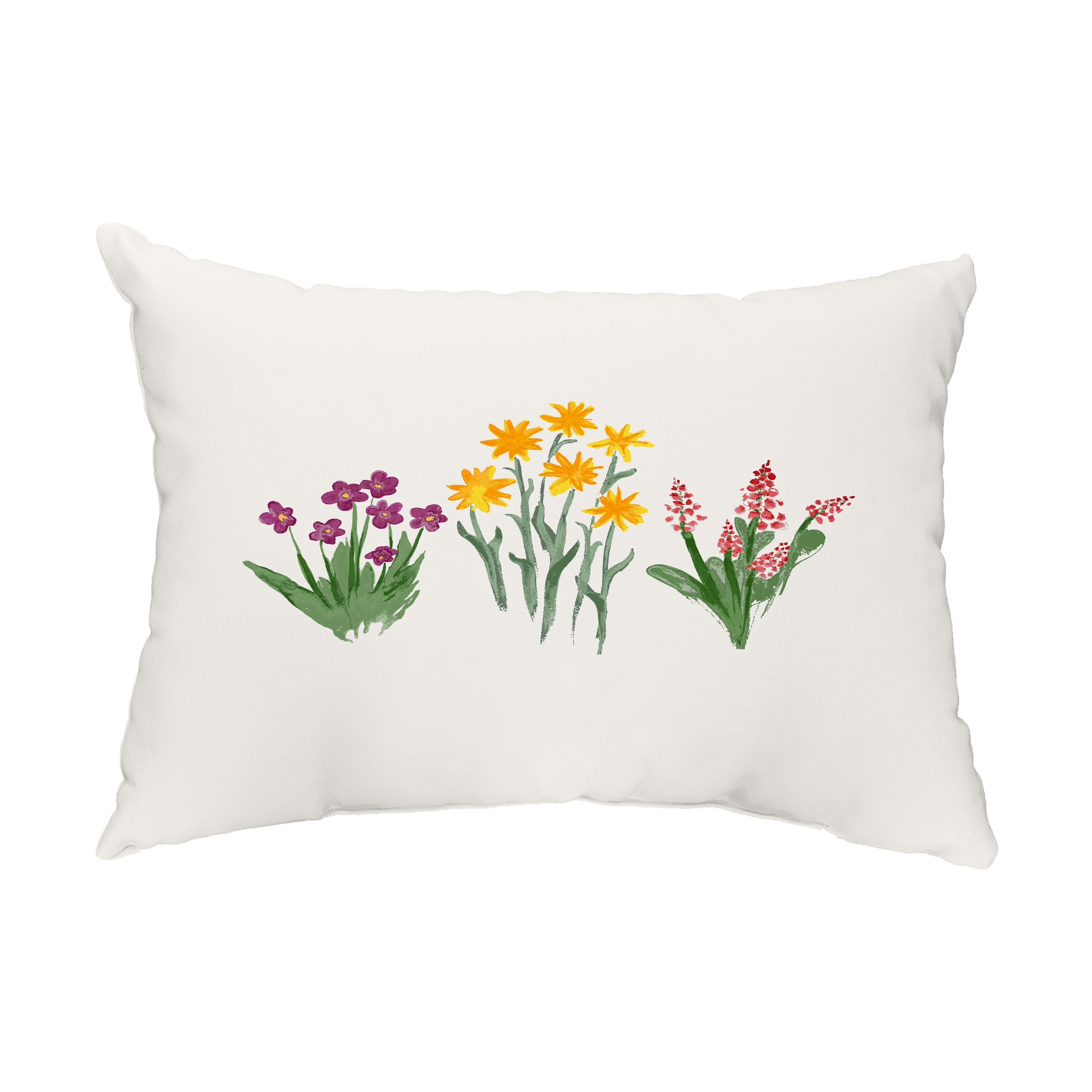 Simply Daisy, 14" x 20" Flower Trio Purple Floral Decorative Outdoor Pillow