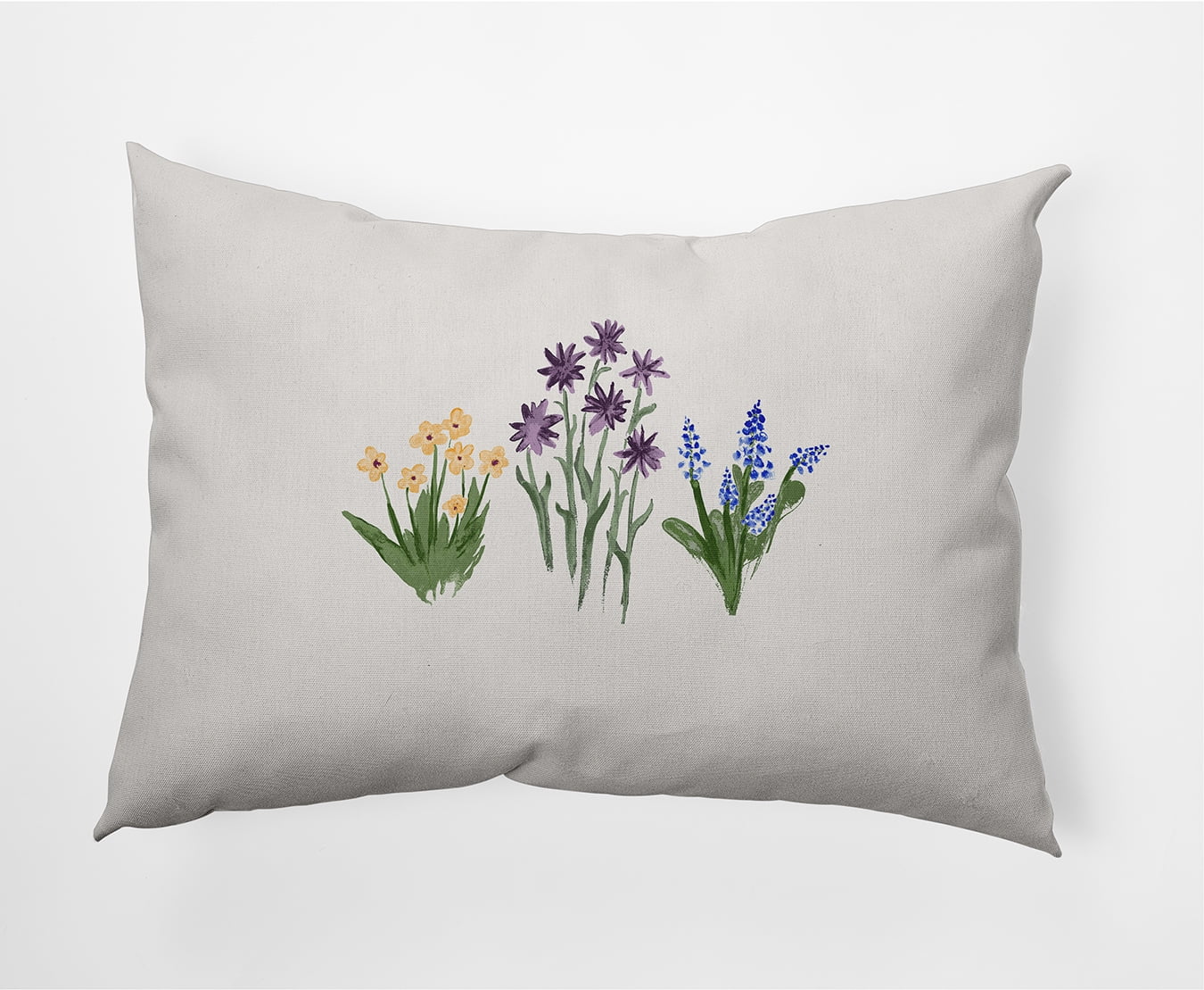 Simply Daisy, 14" x 20" Flower Trio Purple Floral Decorative Outdoor Pillow