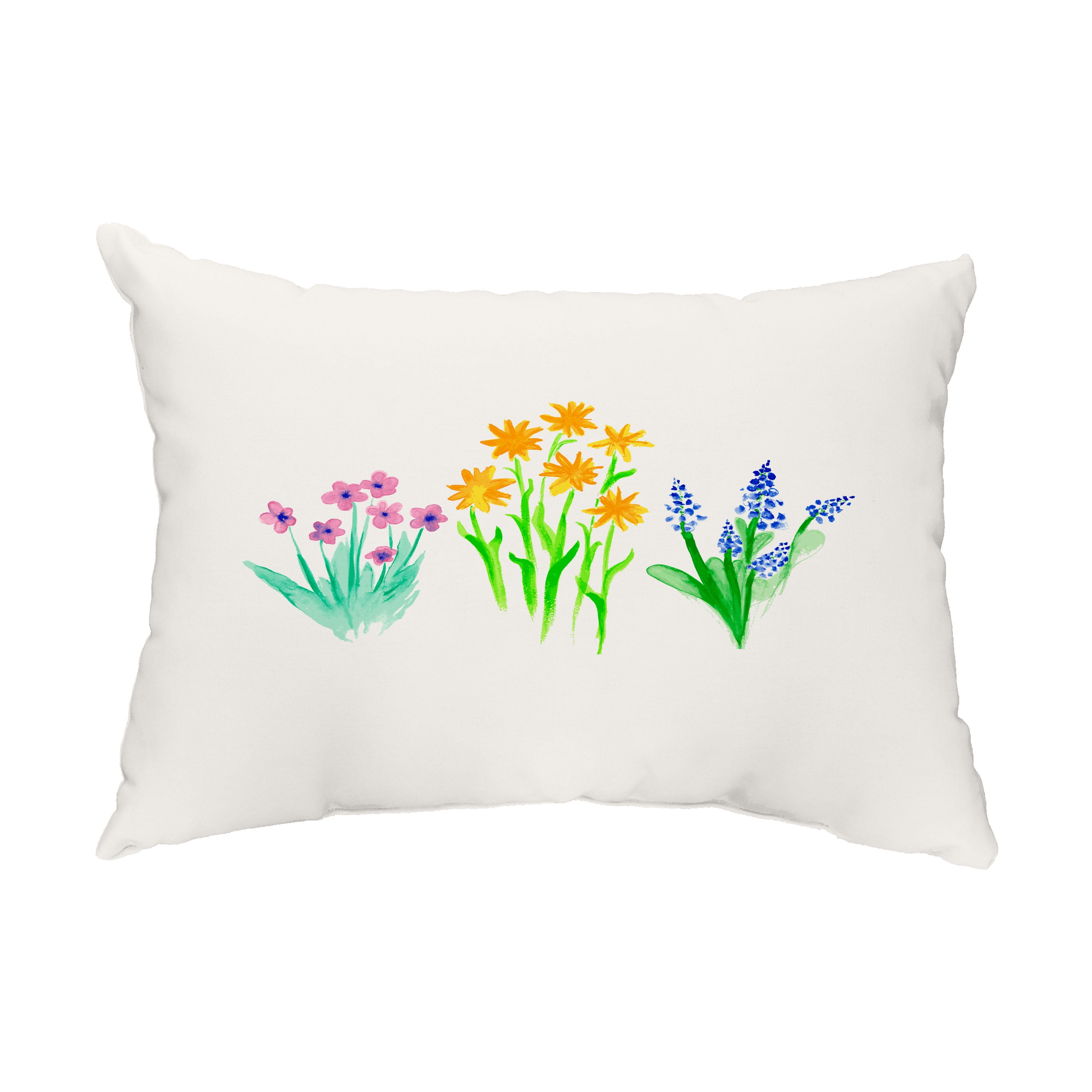 Simply Daisy, 14" x 20" Flower Trio Yellow Floral Decorative Outdoor Pillow