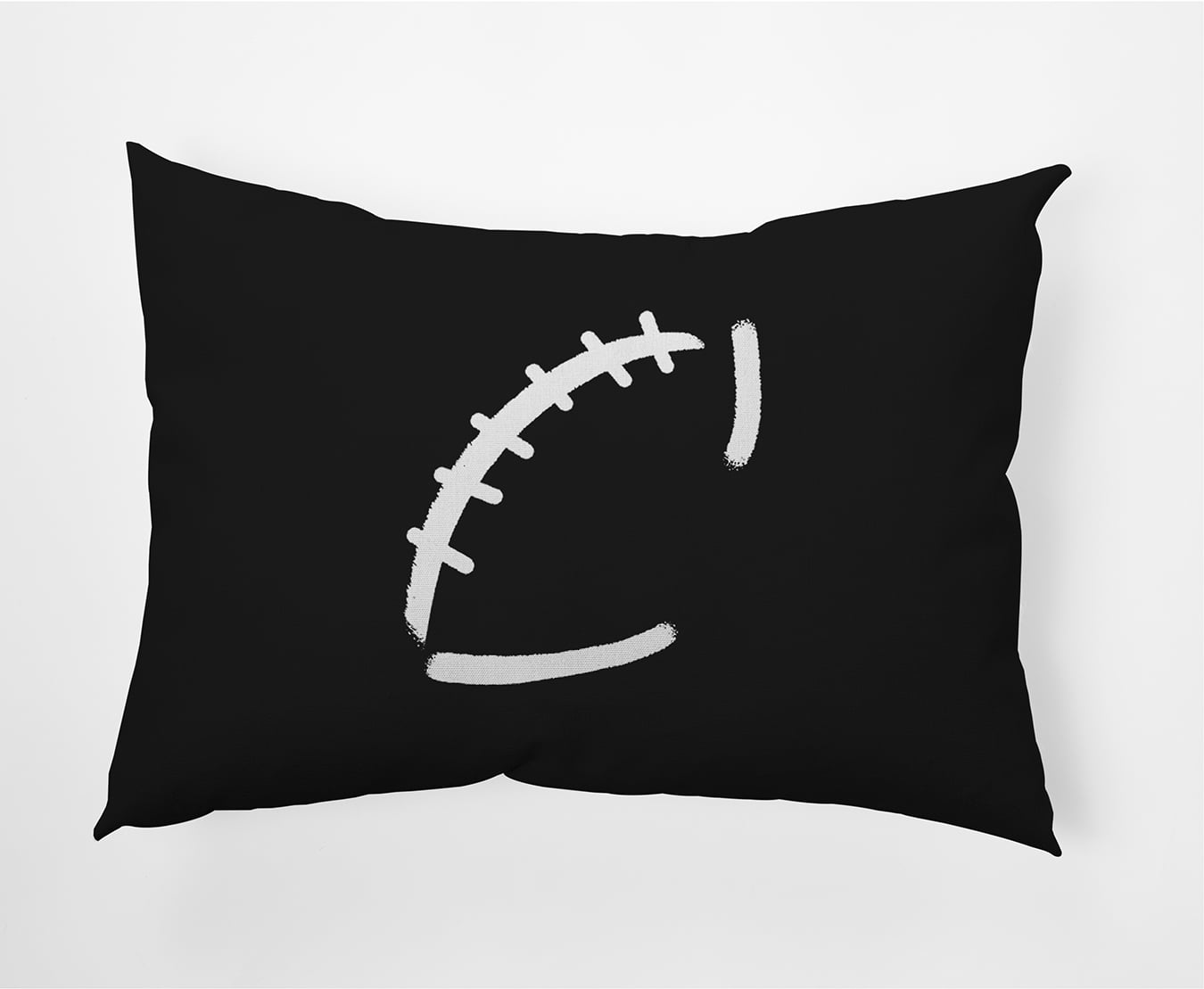 Simply Daisy, 14" x 20" Football Black Abstract Decorative Outdoor Pillow