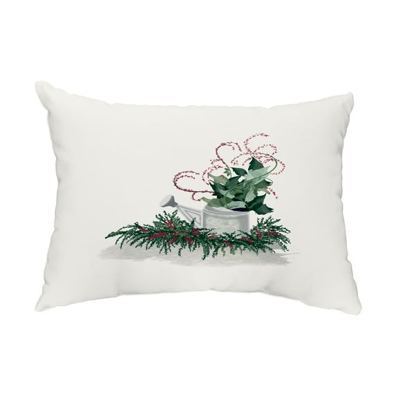 Simply Daisy, 14" x 20" Gardener's Holiday Delight Green Decorative Christmas Outdoor Pillow