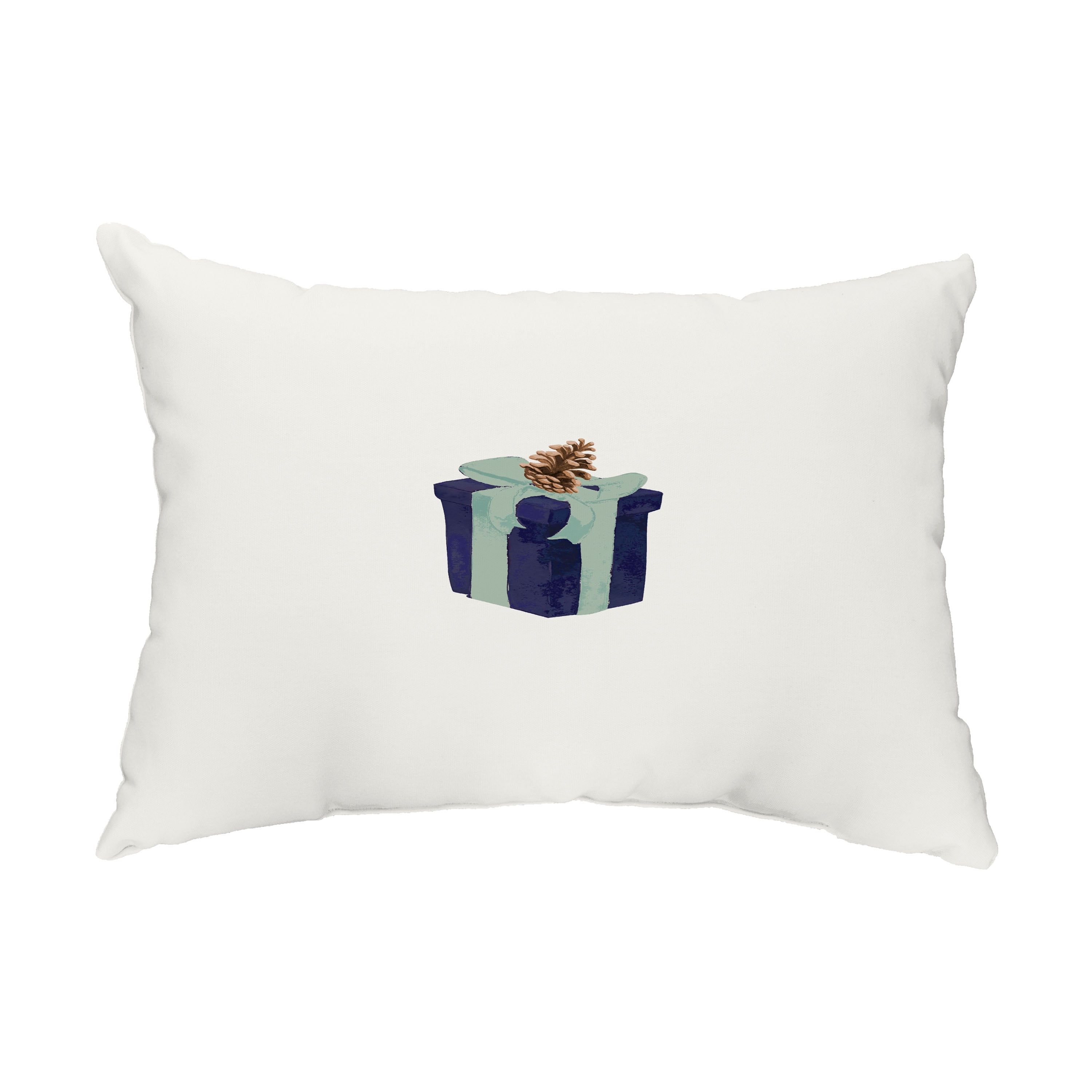 Simply Daisy, 14" x 20" Gift Wrapped Navy Blue Holiday Print Decorative Outdoor Throw Pillow