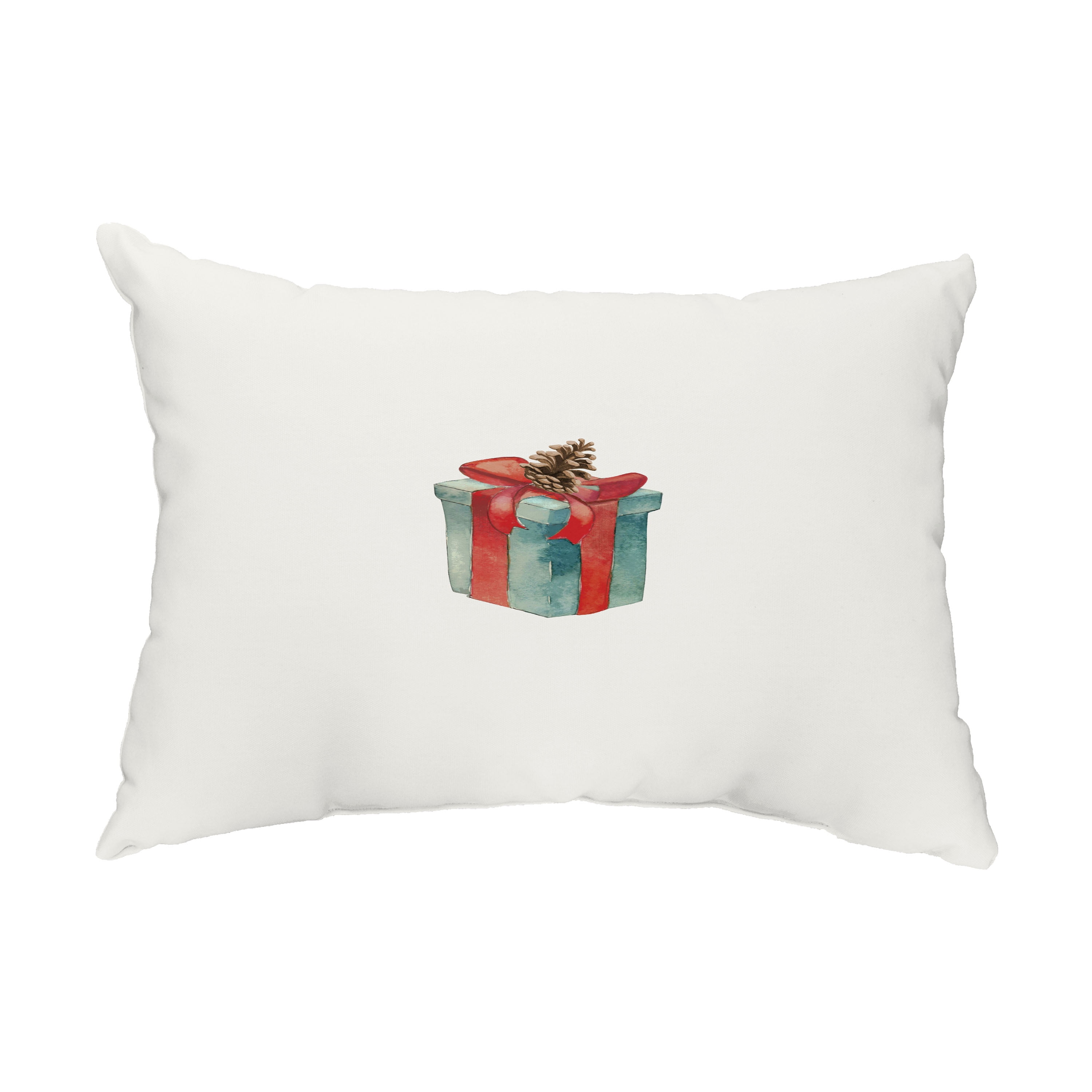Simply Daisy, 14" x 20" Gift Wrapped Off White Holiday Print Decorative Outdoor Throw Pillow