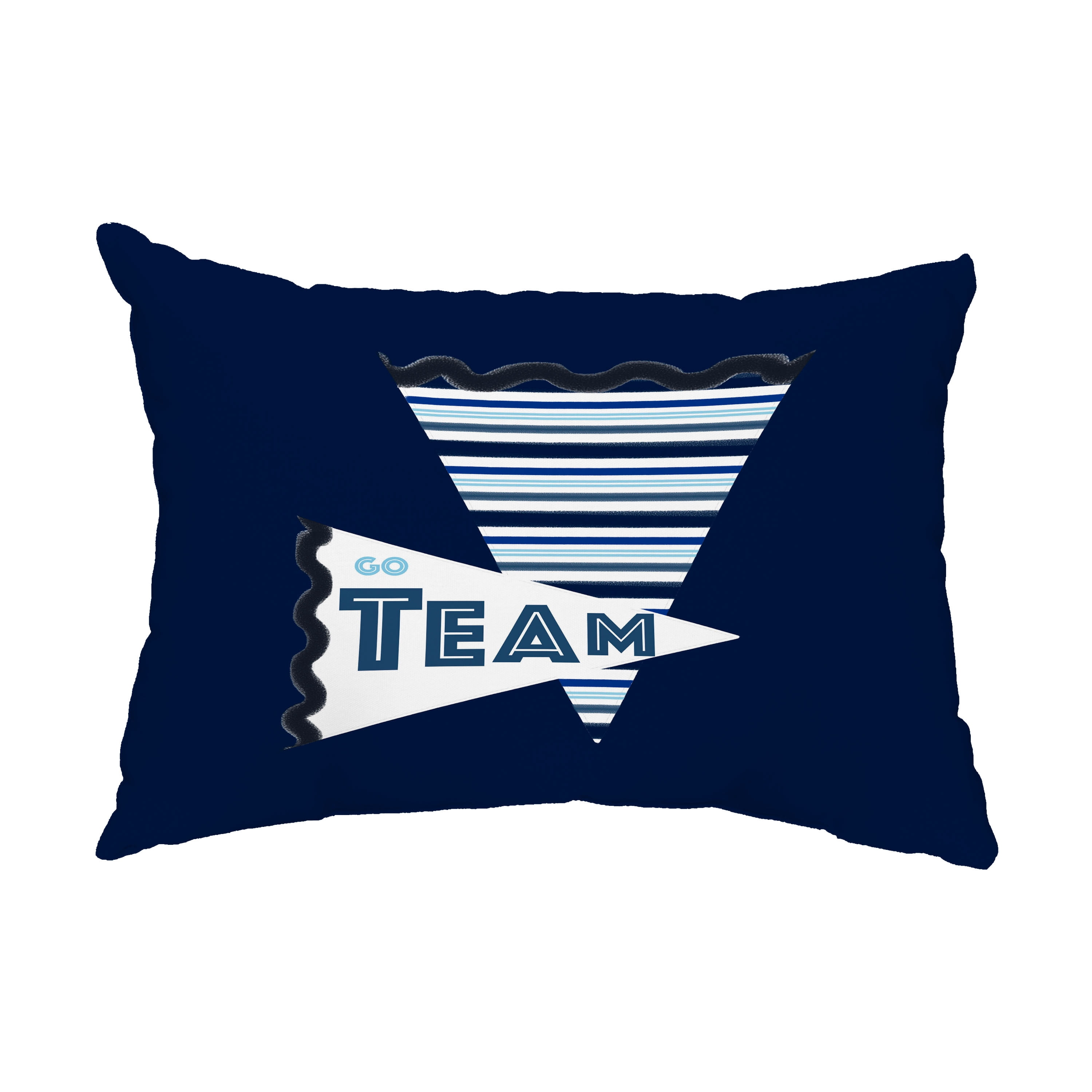 Simply Daisy, 14" x 20" Go Team! Navy Blue Decorative Word Outdoor Pillow