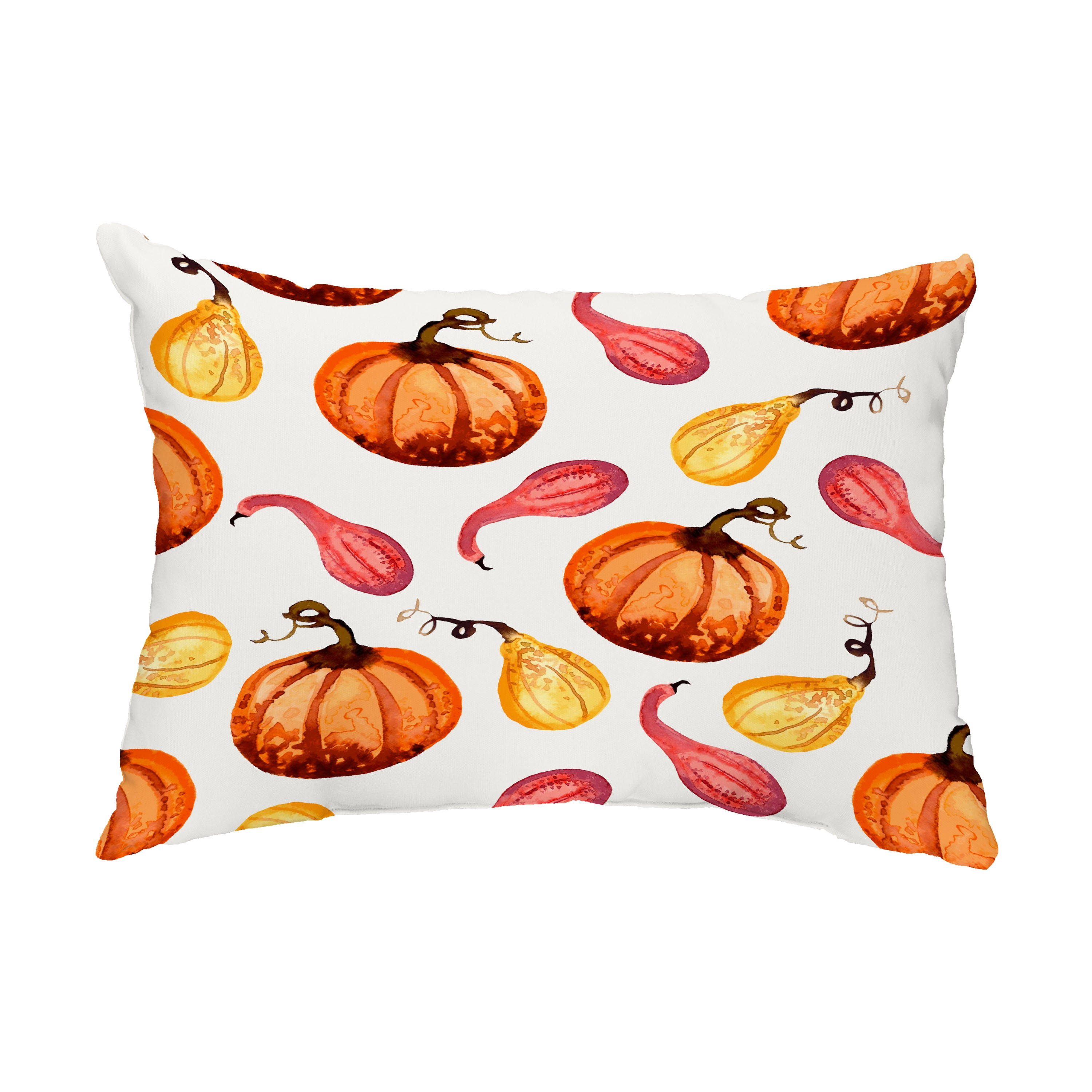 Simply Daisy, 14" x 20" Gourds Galore Cream Fall Print Outdoor Decorative Throw Pillow