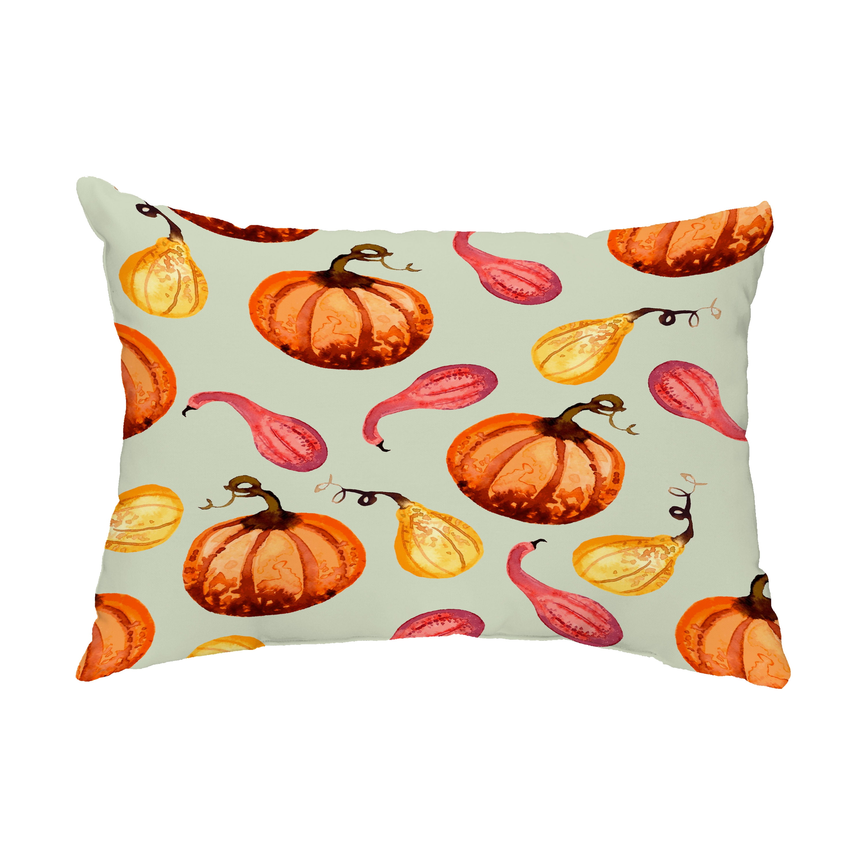 Simply Daisy, 14" x 20" Gourds Galore Light green Fall Print Outdoor Decorative Throw Pillow