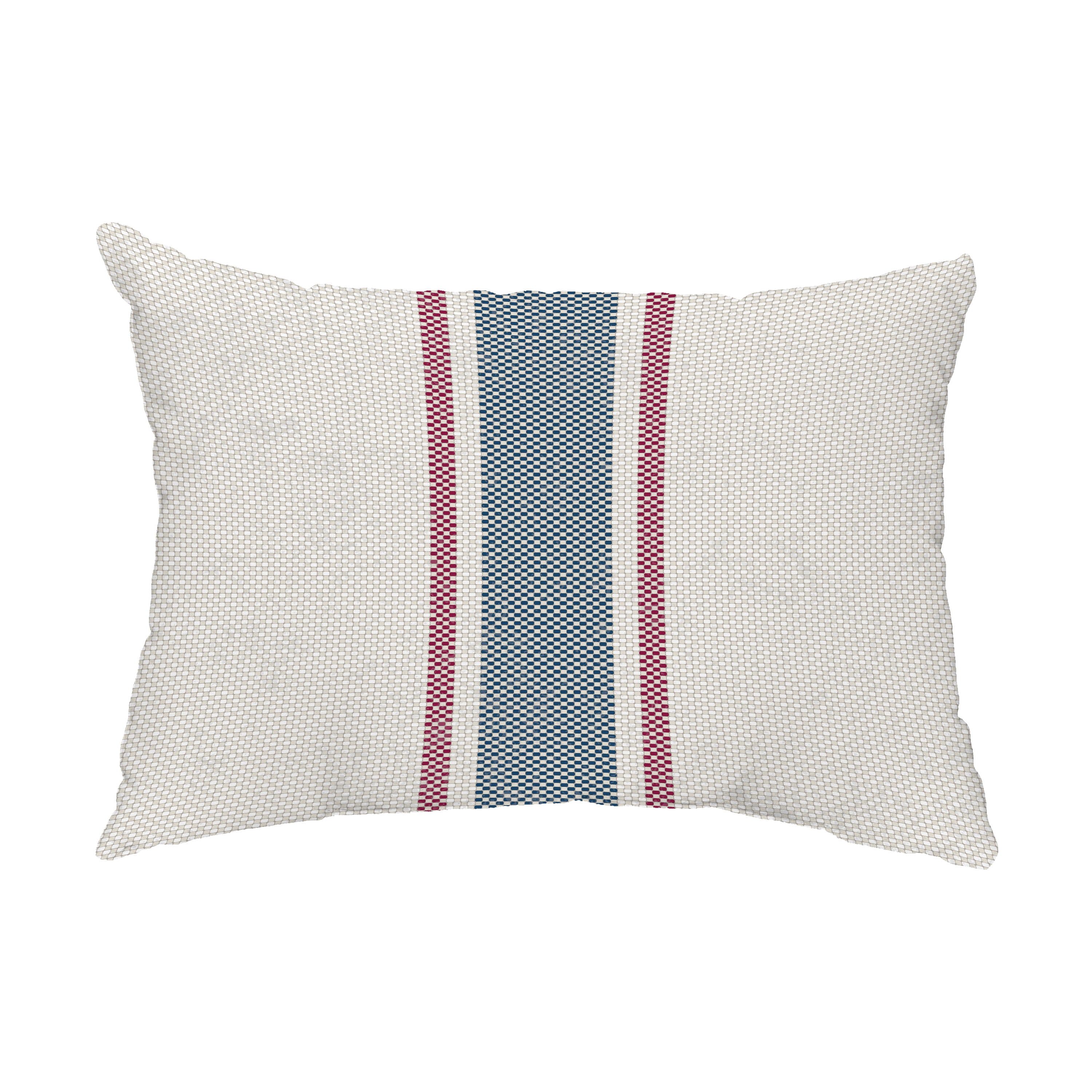 Simply Daisy, 14" x 20" Grain Sack Rust Decorative Stripe Outdoor Pillow