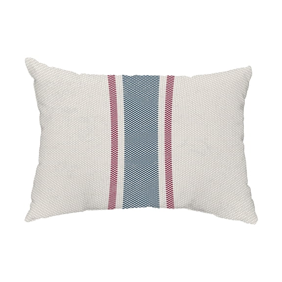 Simply Daisy, 14" x 20" Grain Sack Rust Decorative Stripe Outdoor Pillow