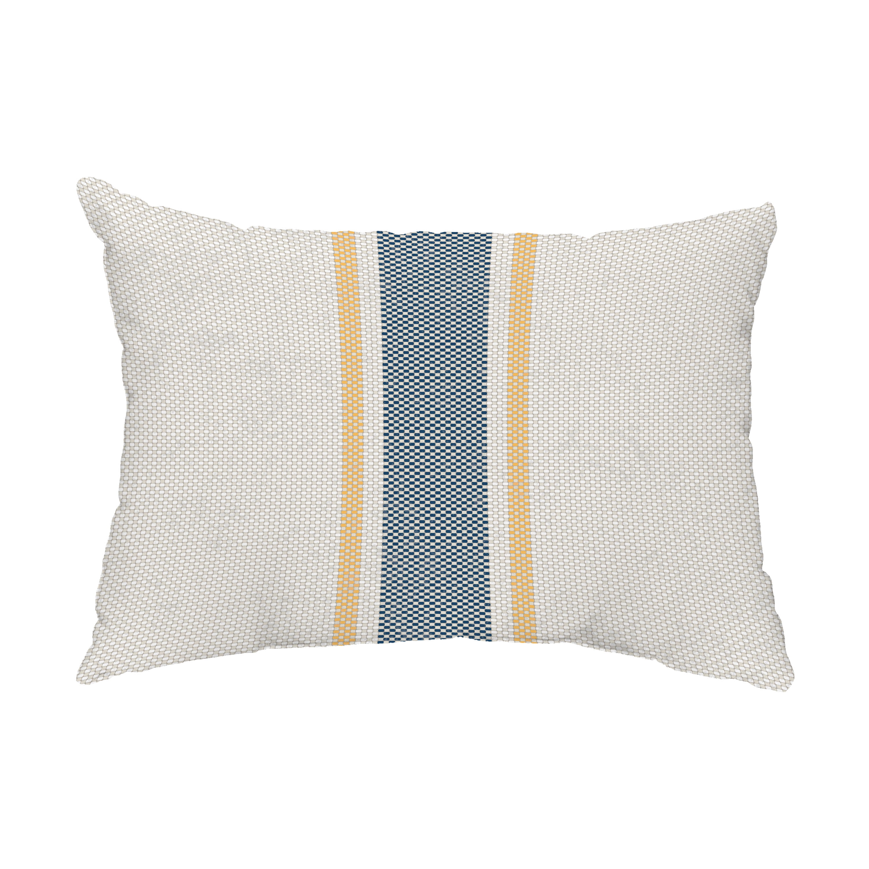 Simply Daisy, 14" x 20" Grain Sack Yellow Decorative Stripe Outdoor Pillow