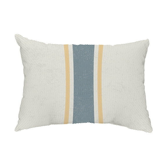 Simply Daisy, 14" x 20" Grain Sack Yellow Decorative Stripe Outdoor Pillow