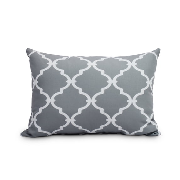Simply Daisy, 14" x 20" Gray Decorative Trellis Print Throw Pillow