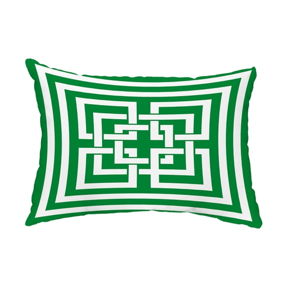 Simply Daisy, 14" x 20" Greek New Key Green Abstract Decorative Outdoor Pillow